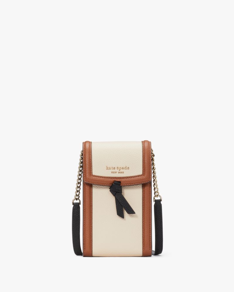 Kate Spade New York Knott Color-Blocked Pebbled Leather North/South Phone  Crossbody Allspice Cake Multi One Size: Handbags