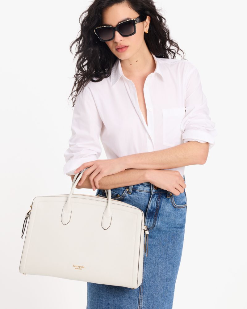 Kate Spade,Knott Commuter Bag,Leather,Satchel,Metal Material,Logo,Adjustable,Gold Plated,Work,