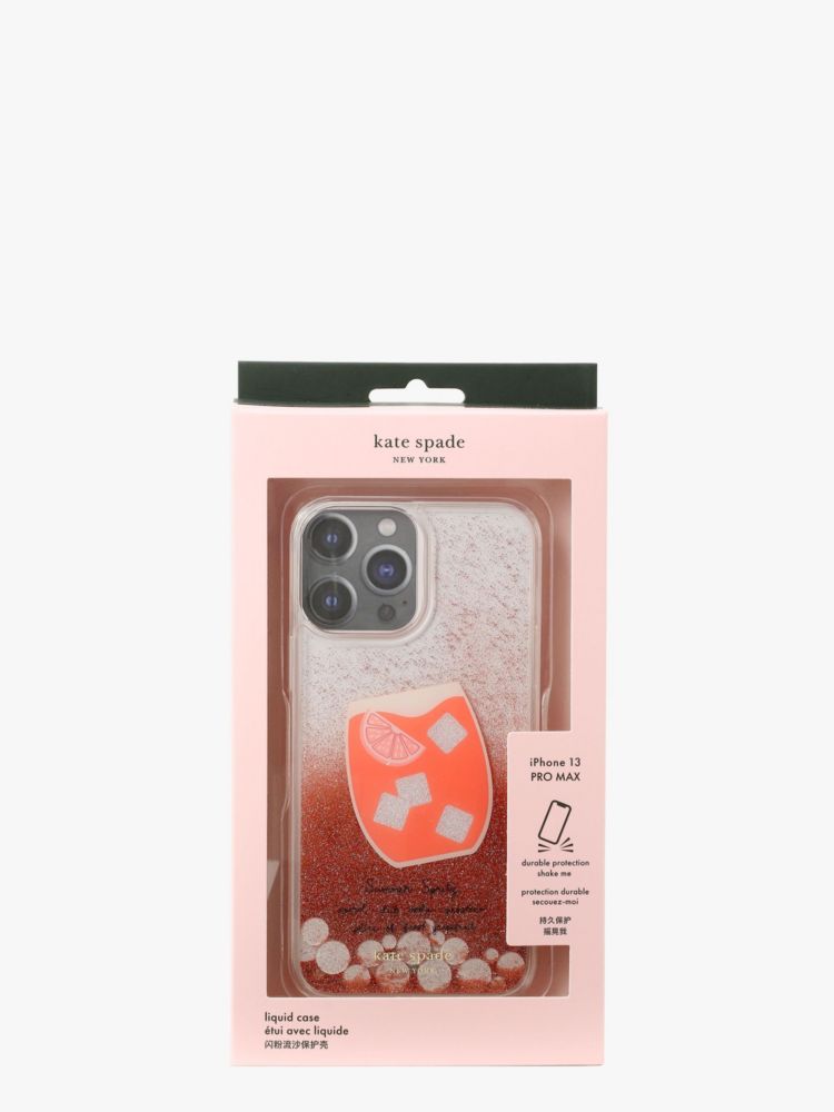 Kate Spade,ティニ リキッド グリッター カンパリ フォン ケース 13 pro max,iPhoneケース,ピーチマルチ
