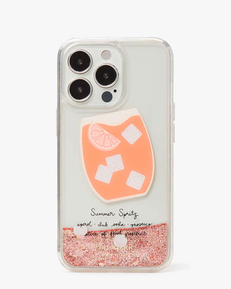Kate Spade,Campari Liquid Glitter iPhone 13 Pro Case,Peach Multi