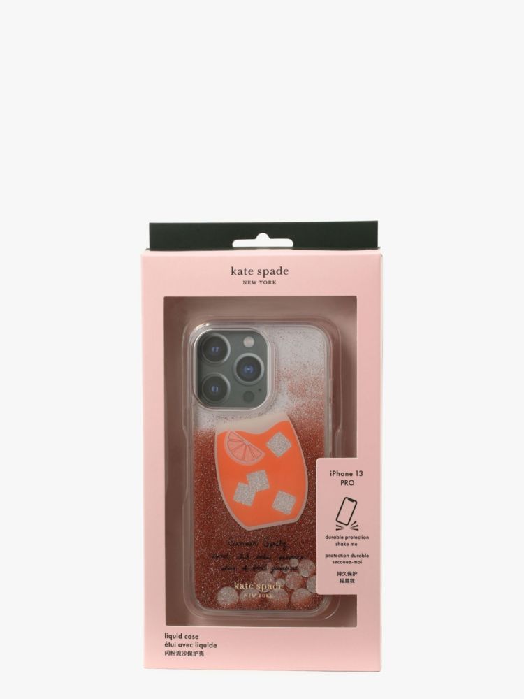 Kate Spade,ティニ リキッド グリッター カンパリ フォン ケース 13 pro,iPhoneケース,