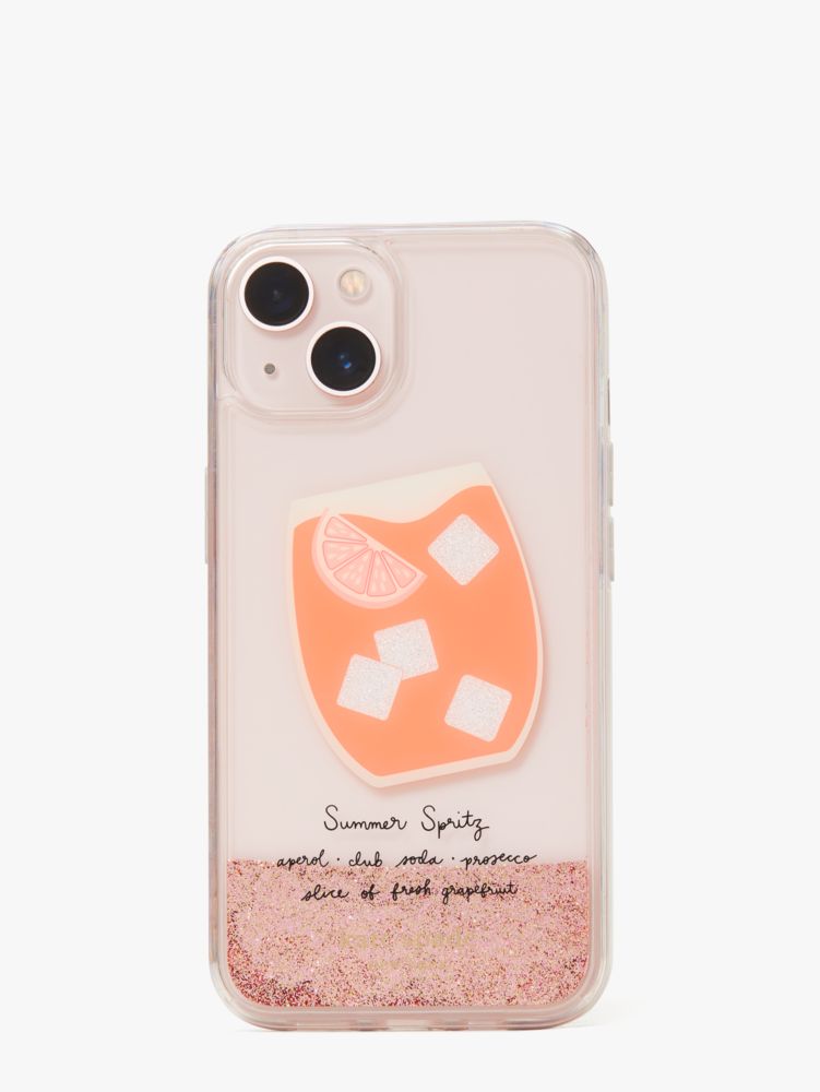 Kate Spade,Campari Liquid Glitter iPhone 13 Case,Peach Multi