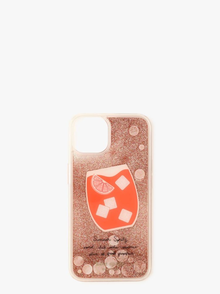 Kate Spade,ティニ リキッド グリッター カンパリ フォン ケース 13,iPhoneケース,ピーチマルチ
