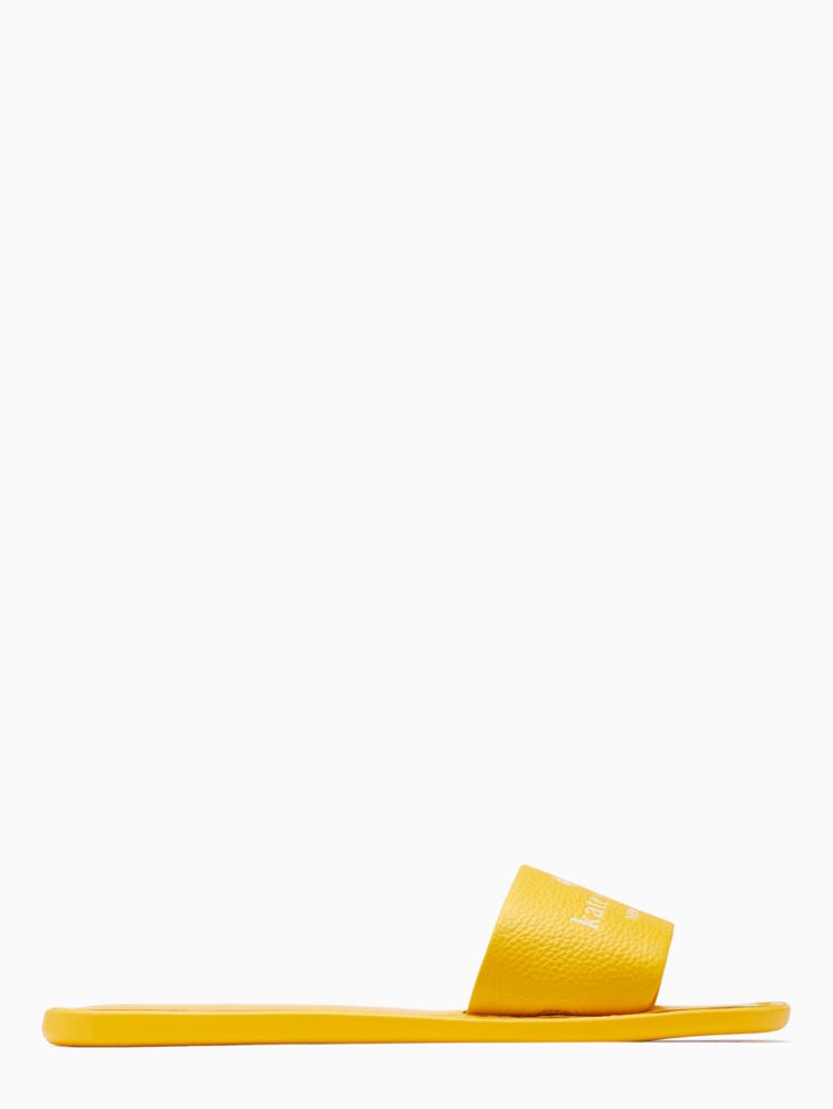 Kate Spade,Peyton Sandals,Lining Faux,Rubber,Faux Leather,Leather,Slides,Logo,Embossed,Casual,