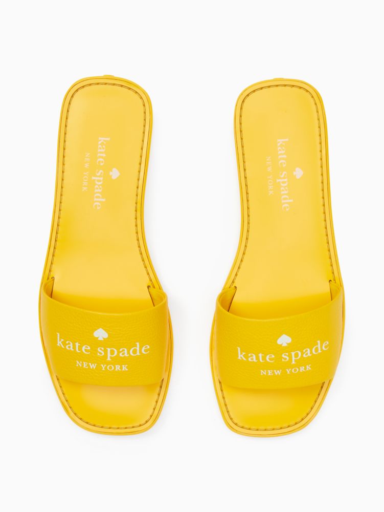 Kate Spade,Peyton Sandals,Lining Faux,Rubber,Faux Leather,Leather,Slides,Logo,Embossed,Casual,