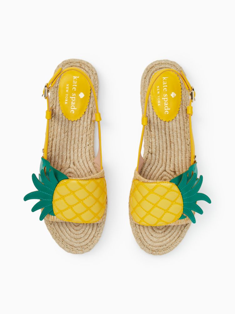 Kate Spade,tropical pineapple flat sandals,flats,Natural