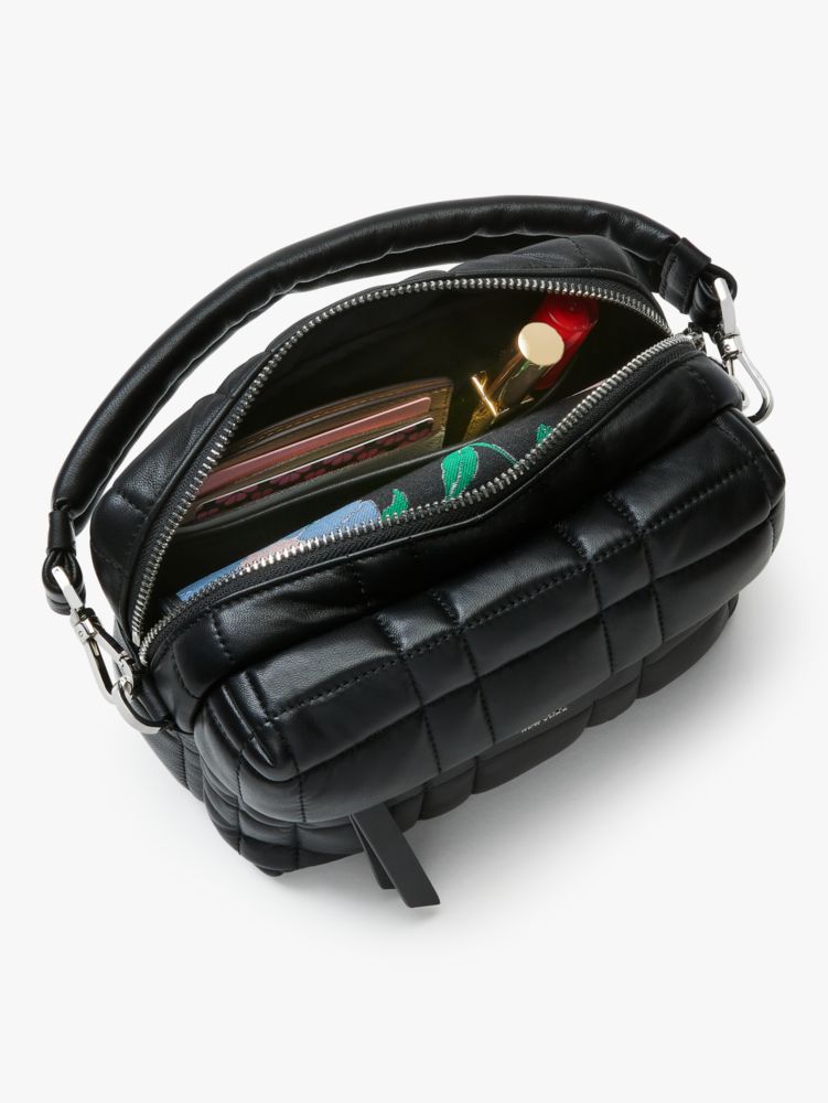 Kate Spade,ソフトウェア キルテッド レザー スモール クロスボディ,ブラック/グリッター