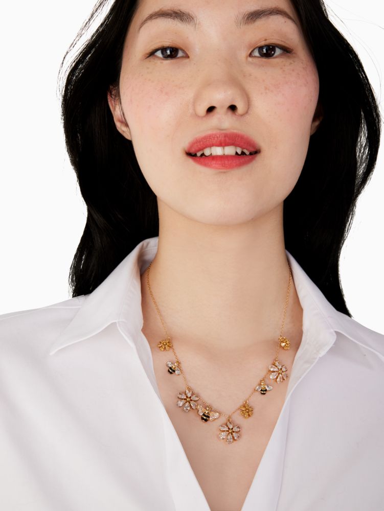Kate Spade,all abuzz stone bee charm necklace,necklaces,Multi