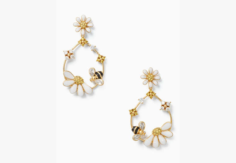 Kate Spade,dazzling daisies statement hoops,earrings,White Multi