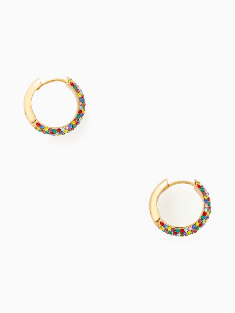 Kate Spade,Candy Drops Pave Rainbow Huggie Earrings,