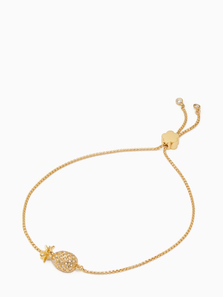 Kate Spade,pineapple passion slider bracelet,bracelets,Clear/Gold