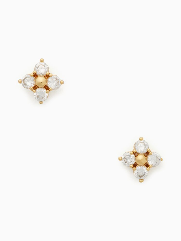 Kate Spade,miosotis flower studs,Clear/Gold
