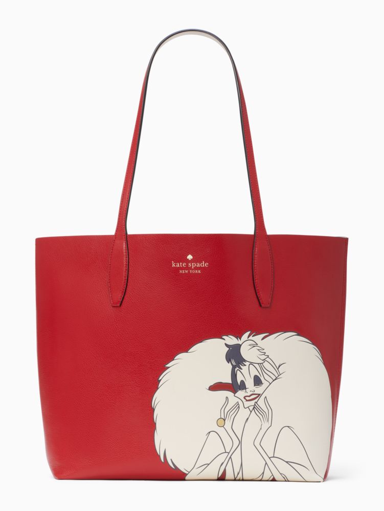 Kate Spade,disney x kate spade new york cruella tote bag,Red Multi