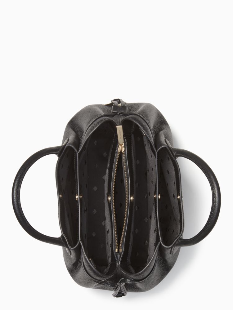 Kate Spade,Dumpling Large Satchel,Leather,Satchel,Metal Material,Logo,Metal,Pleats,Work,Black