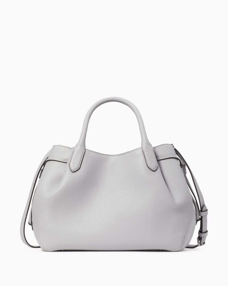 Kate Spade,Dumpling Large Satchel,Leather,Satchel,Metal Material,Logo,Metal,Pleats,Work,Gray