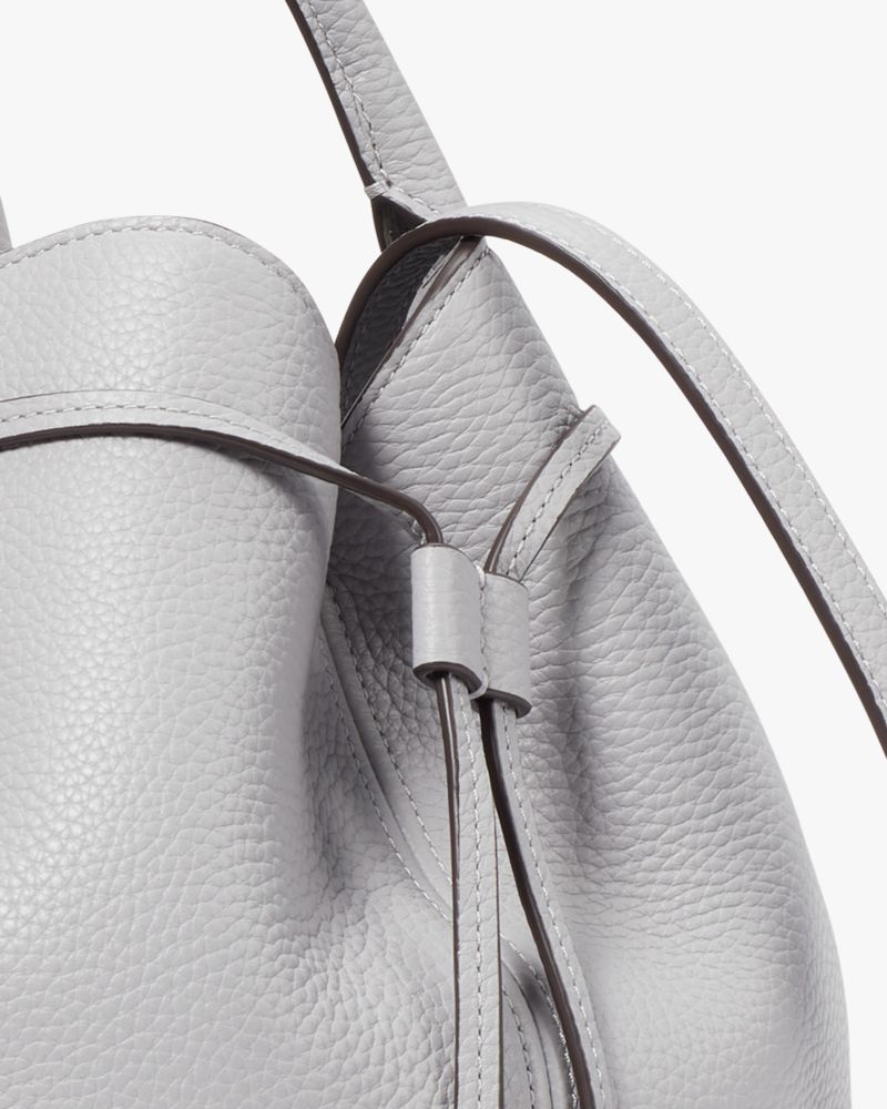 Kate Spade,Dumpling Large Satchel,Leather,Satchel,Metal Material,Logo,Metal,Pleats,Work,Gray
