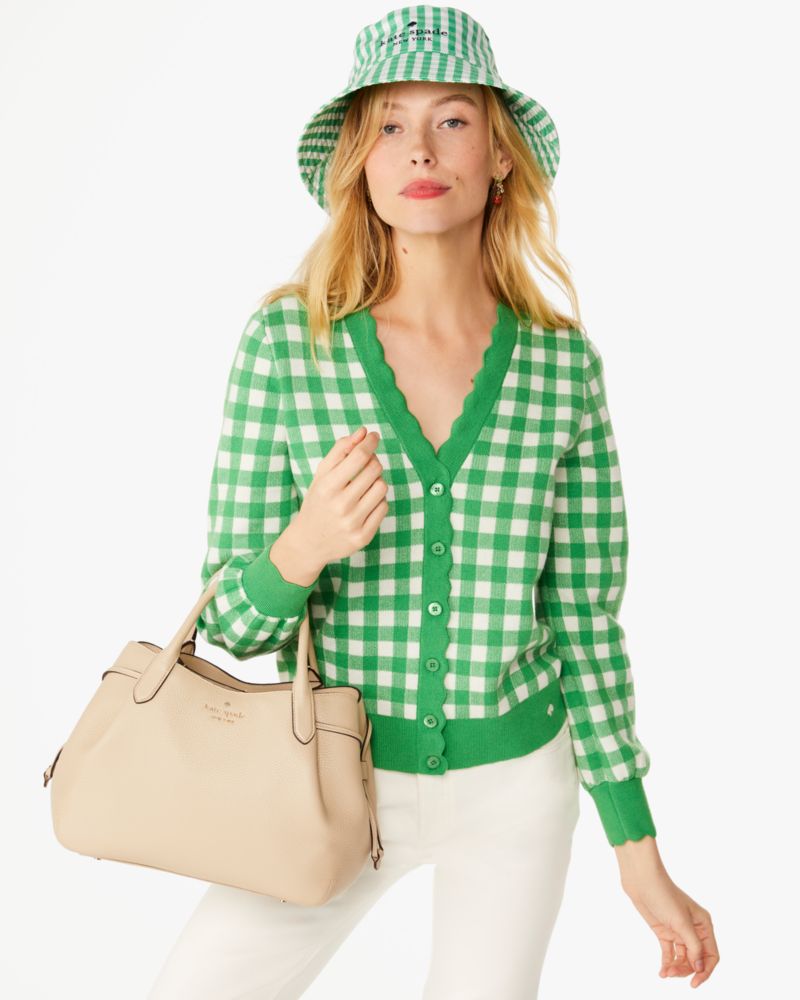 Kate Spade,Dumpling Large Satchel,Leather,Satchel,Metal Material,Metal,Pleats,Logo,Work,Cream