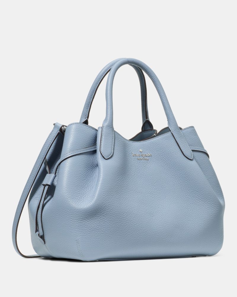 Kate Spade,Dumpling Large Satchel Bag,Leather,Satchel,Metal Material,Logo,Metal,Casual,Work,Blue