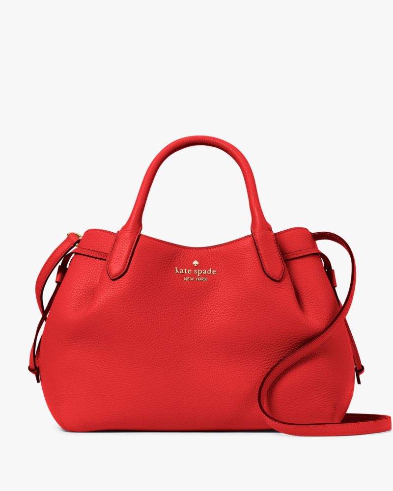 Kate Spade,Dumpling Large Satchel,Leather,Satchel,Metal Material,Logo,Metal,Pleats,Work,