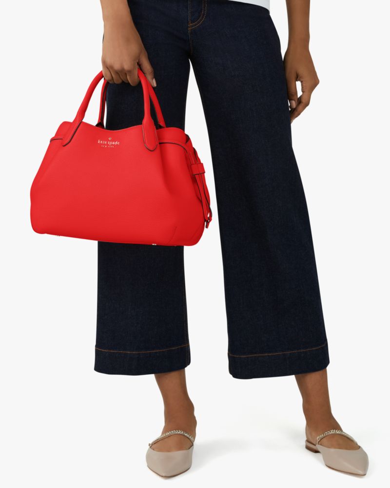 Kate Spade,Dumpling Large Satchel,Leather,Satchel,Metal Material,Logo,Metal,Pleats,Work,