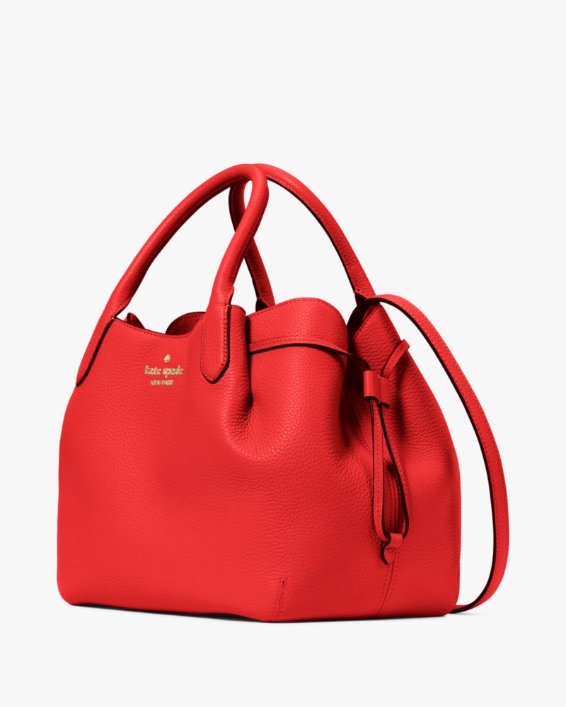 Kate Spade,Dumpling Large Satchel,Leather,Satchel,Metal Material,Logo,Metal,Pleats,Work,