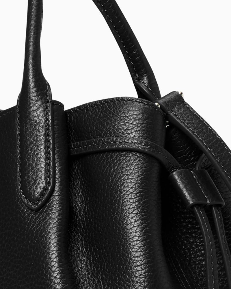 Kate Spade,Dumpling Small Satchel Bag,Lining Leather,Satchel,Pleats,Metal,Logo,Lined,Casual,Black