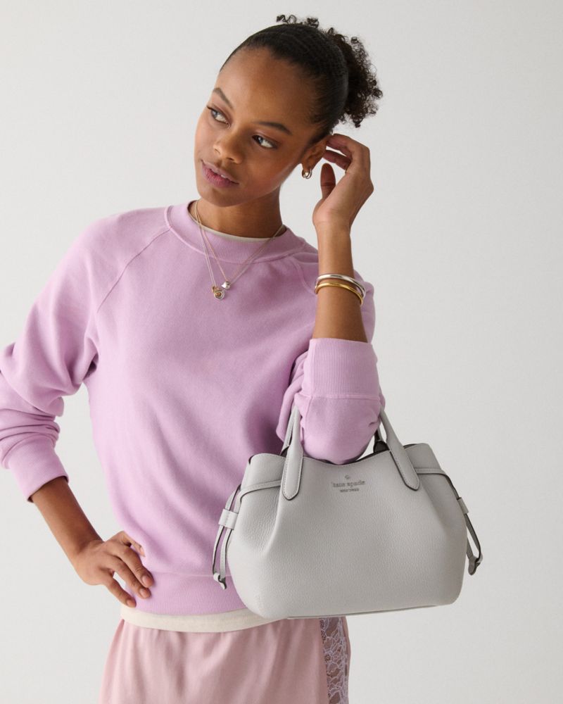 Kate Spade,Dumpling Small Satchel Bag,Lining Leather,Satchel,Metal,Pleats,Logo,Lined,Casual,