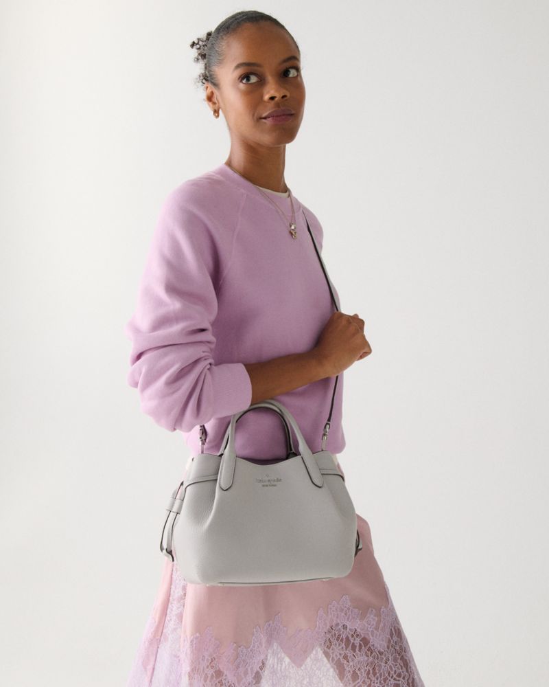 Kate Spade,Dumpling Small Satchel Bag,Lining Leather,Satchel,Metal,Pleats,Logo,Lined,Casual,