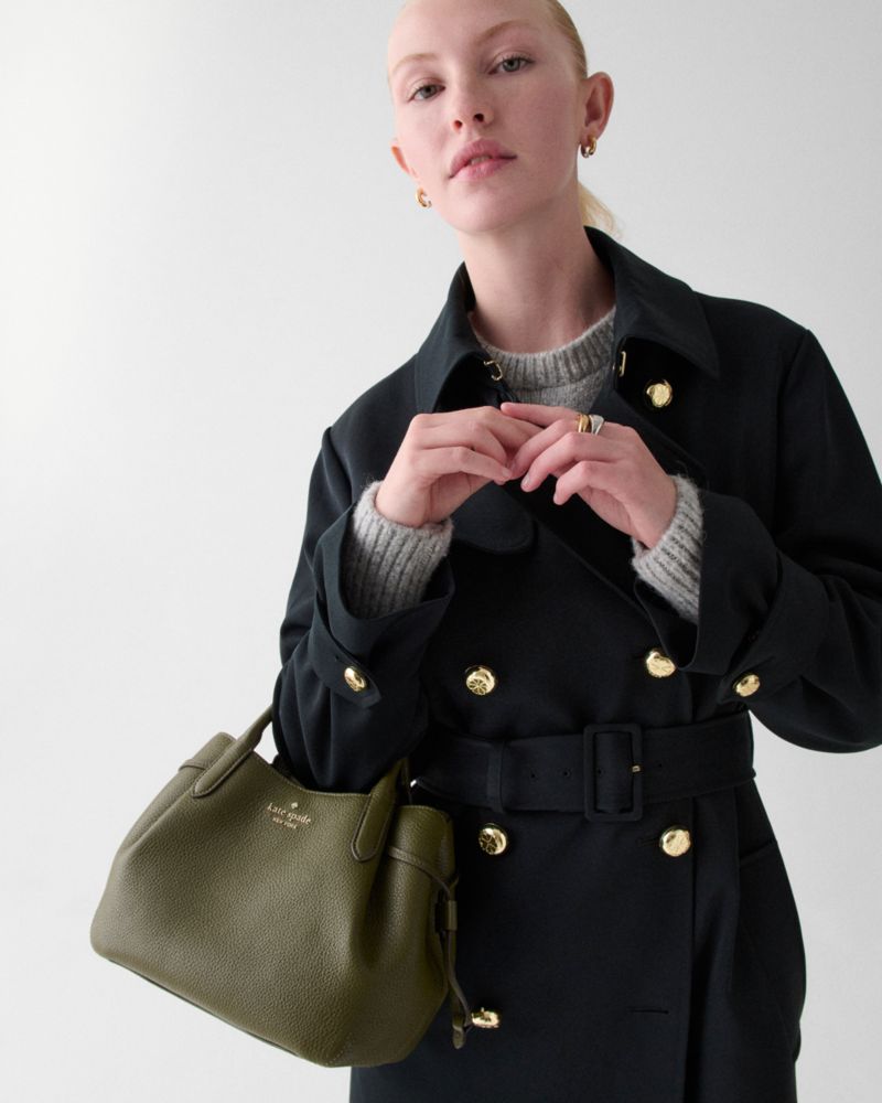 Kate Spade,Dumpling Small Satchel Bag,Lining Leather,Satchel,Metal,Pleats,Logo,Lined,Casual,