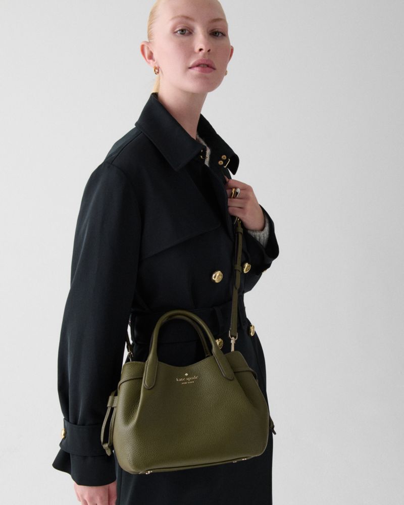 Kate Spade,Dumpling Small Satchel Bag,Lining Leather,Satchel,Metal,Pleats,Logo,Lined,Casual,