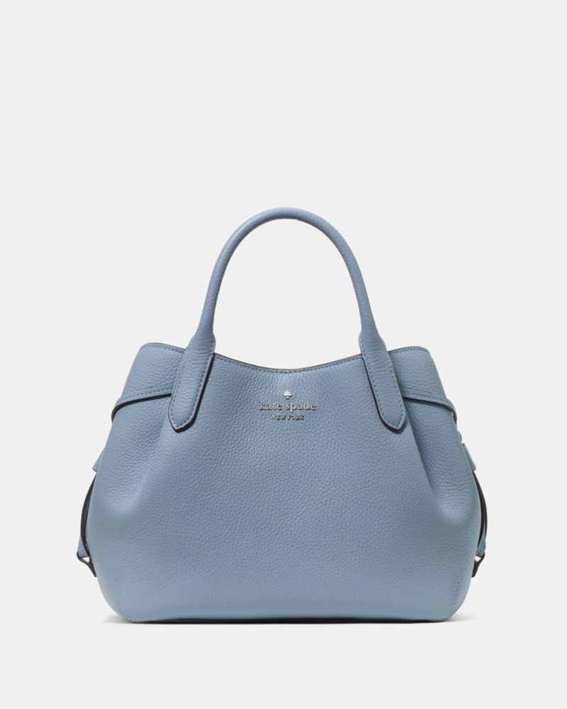 Kate Spade,Dumpling Small Satchel Bag,Leather,Tote,Logo,Lined,Casual,Blue