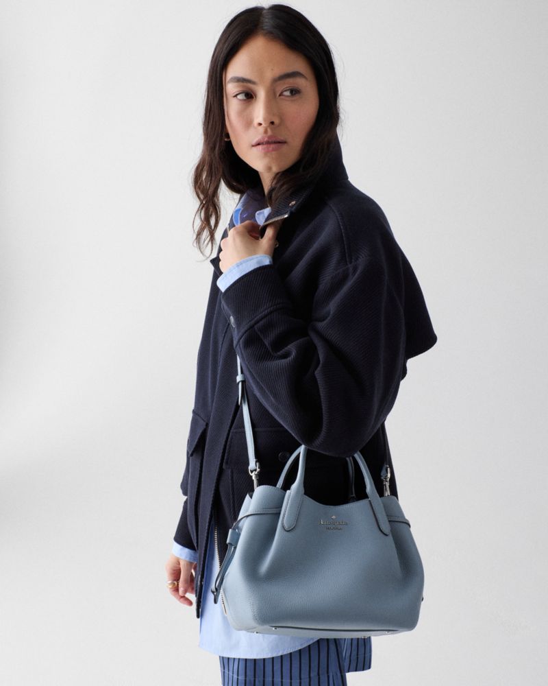 Kate Spade,Dumpling Small Satchel Bag,Leather,Tote,Logo,Lined,Casual,Blue