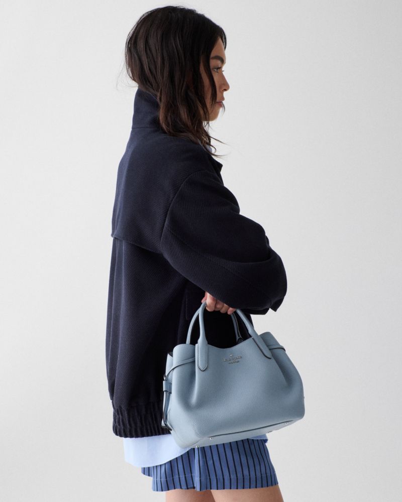 Kate Spade,Dumpling Small Satchel Bag,Leather,Tote,Logo,Lined,Casual,Blue