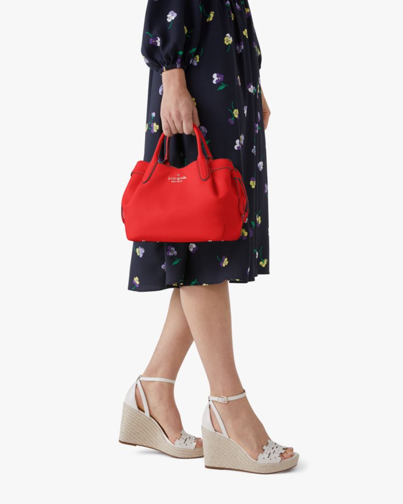 Kate Spade,Dumpling Small Satchel Bag,Lining Leather,Satchel,Logo,Pleats,Metal,Lined,Casual,