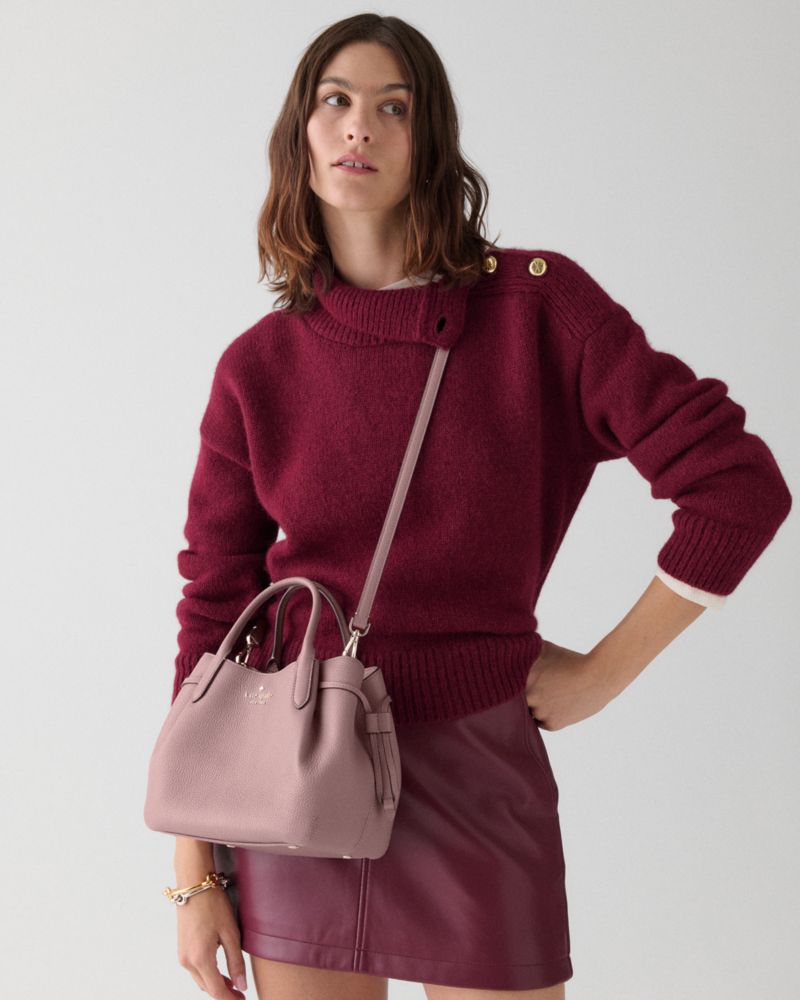 Kate Spade,Dumpling Small Satchel Bag,Lining Leather,Satchel,Metal,Pleats,Logo,Lined,Casual,