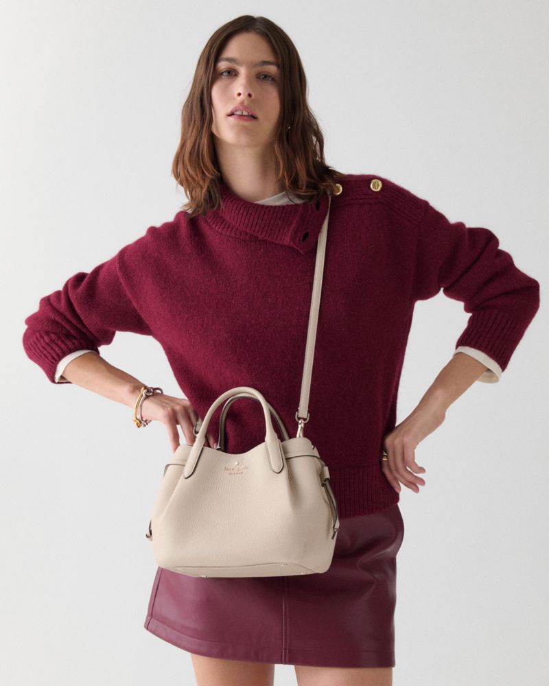 Kate Spade,Dumpling Small Satchel Bag,Lining Leather,Satchel,Metal,Pleats,Logo,Lined,Casual,