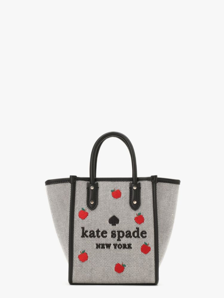 Kate Spade,ELLA ORCHARD TOSS EMBROIDERED CANVAS MINI TOTE,Black Multi