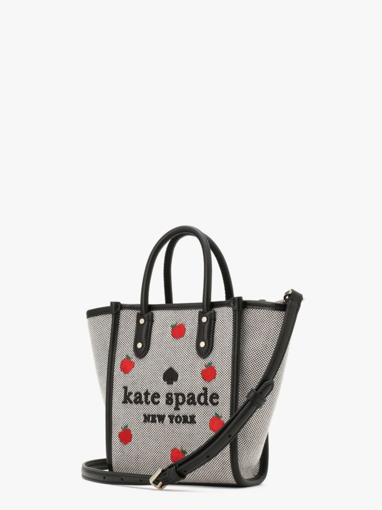 Kate Spade,ELLA ORCHARD TOSS EMBROIDERED CANVAS MINI TOTE,Black Multi