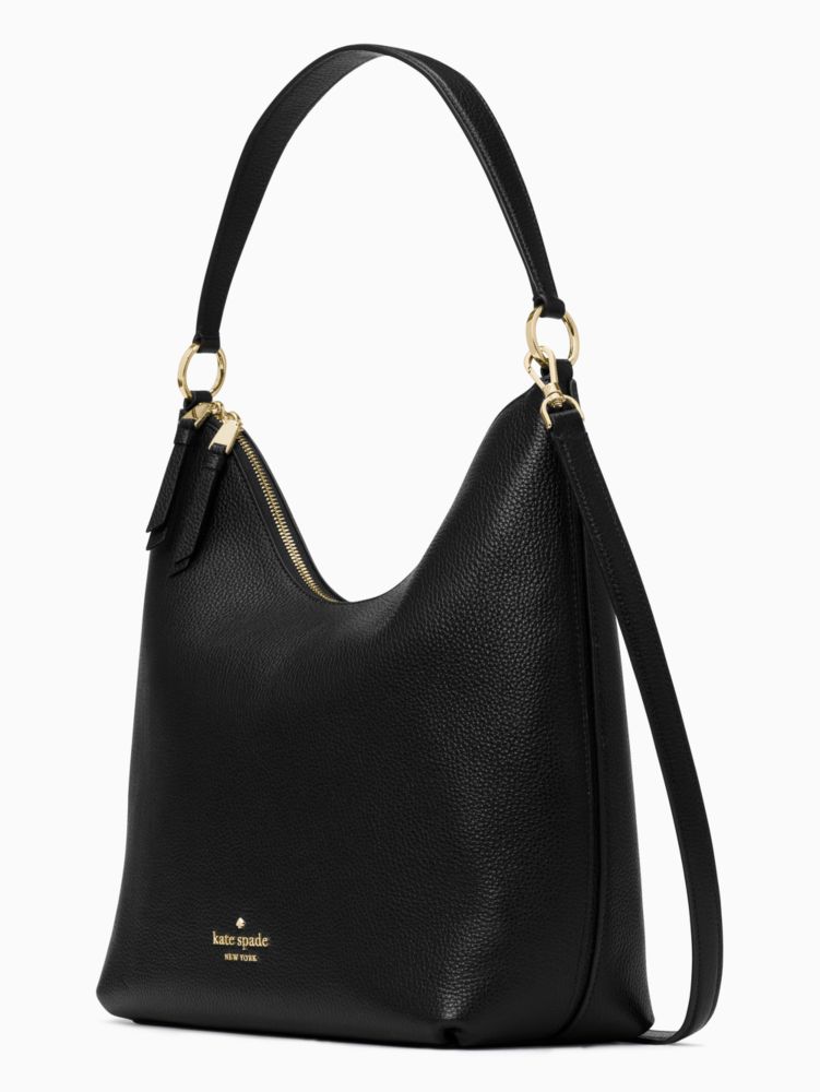 Kate Spade Zippy Pebbled Leather Shoulder Tote Hobo Purse - Black