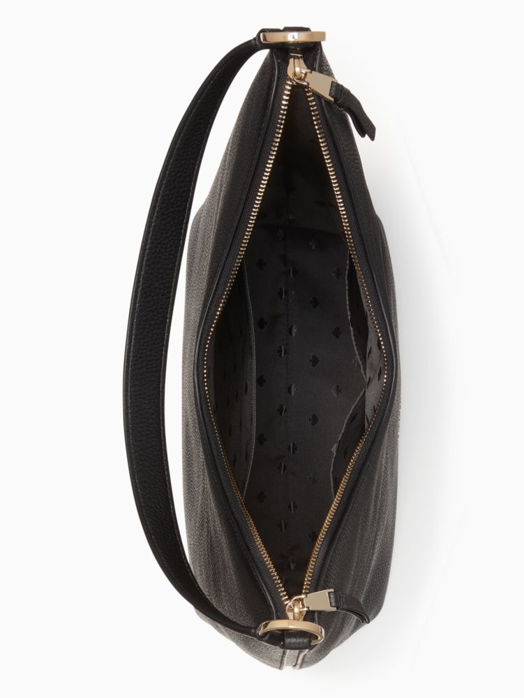 KATE SPADE Black Pebbled Leather Bag Fold Over Zip Closure Tassel Purse  Handbag