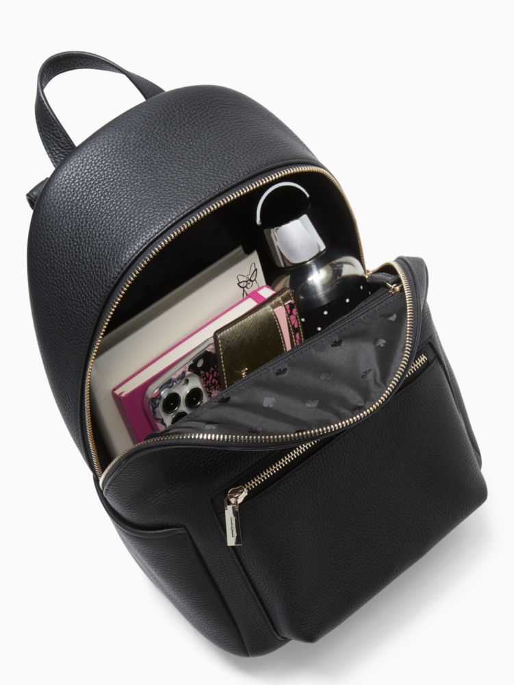 Kate Spade Leila Pebbled Leather Medium Dome Backpack School Bag Black