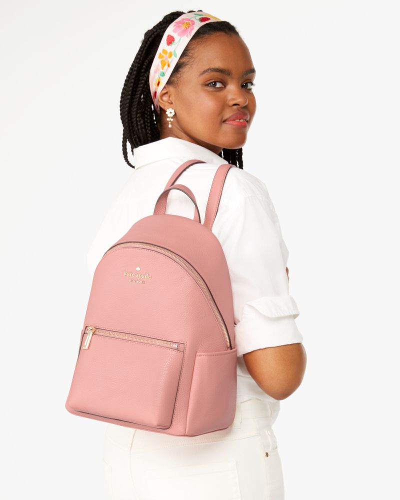 Kate Spade,Leila Dome Backpack,Leather,Backpack,Metal,Logo,Lined,Casual,