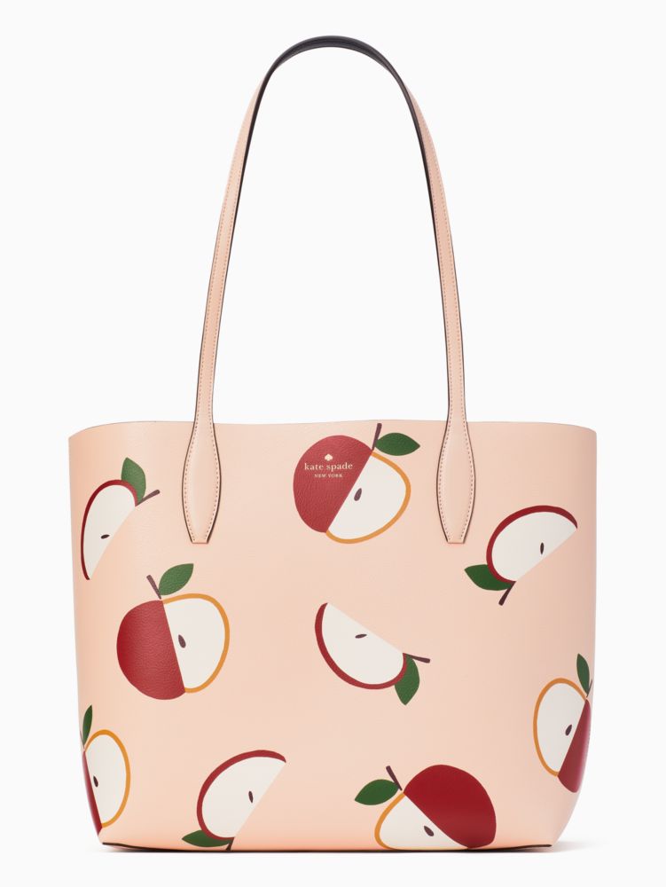 Kate Spade,honeycrisp large apple tote,tote bags,Pink Multi