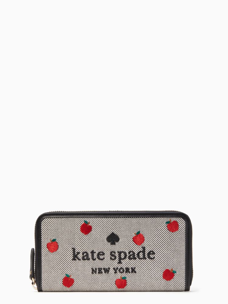 Kate Spade,ella large apple continental wallet,60%,Black Multi