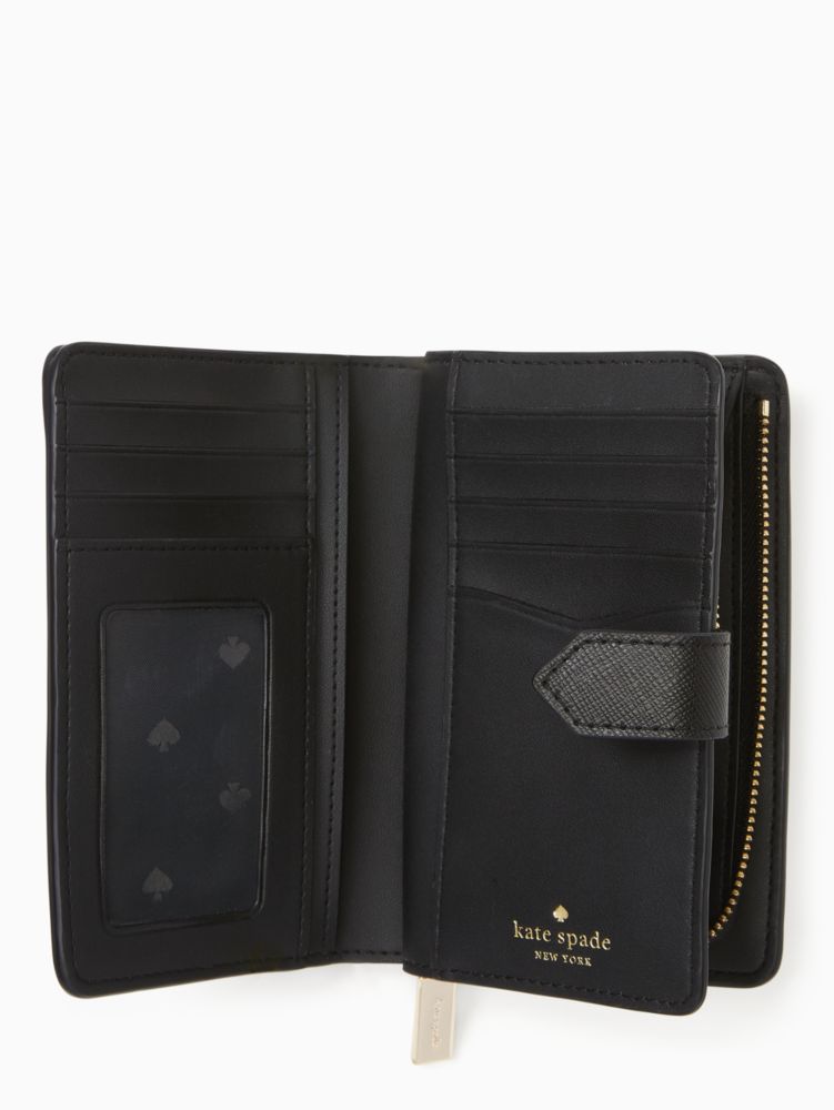 Kate Spade,staci medium compartment bifold wallet,Black Multi