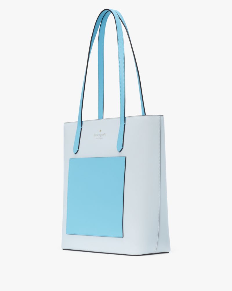 Kate Spade,Daily Tote,Leather,Tote,PVC,Color Block,Logo,Word Embellishment,Casual,Blue