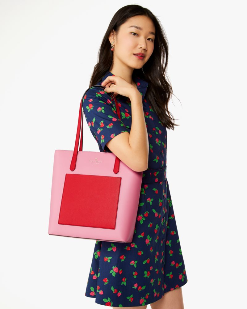 Kate Spade,Daily Tote,Leather,Tote,PVC,Color Block,Logo,Word Embellishment,Casual,