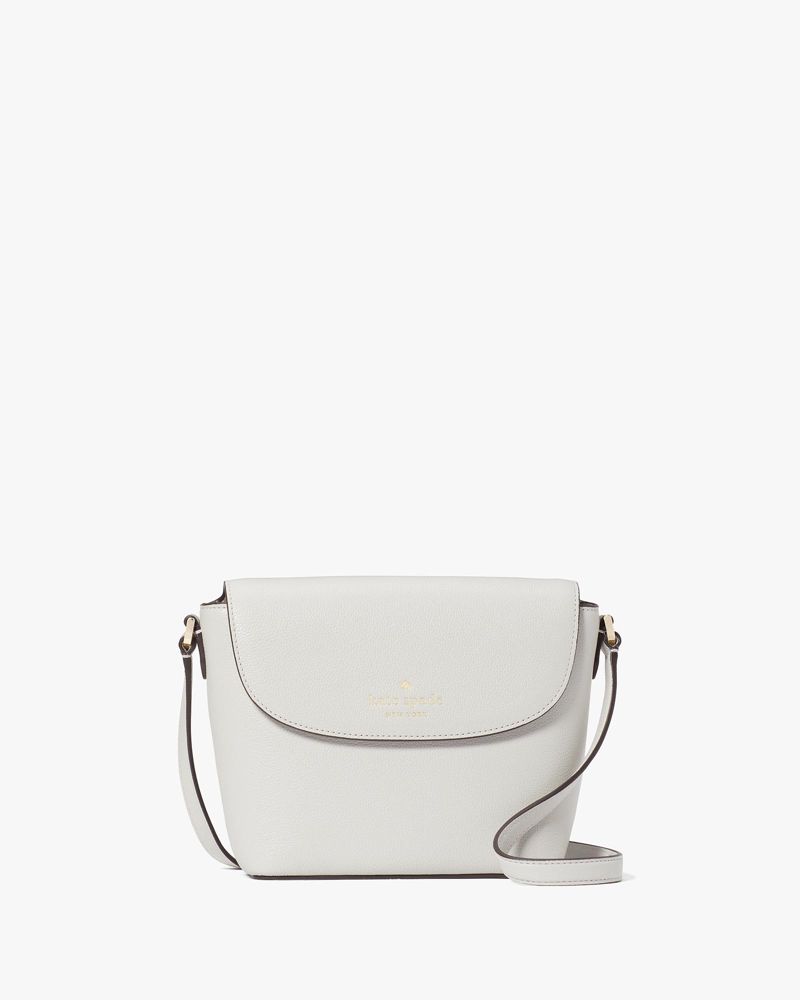 Kate Beige Pebbled Leather Flap Crossbody Bag