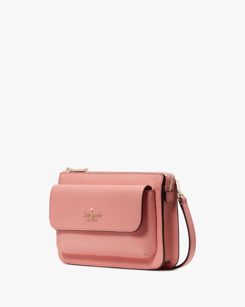 Kate Spade,Leila Small Crossbody,Leather,Crossbody,Metal,Logo,Lined,Casual,Pink