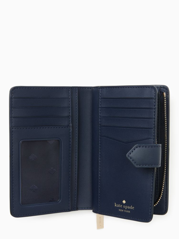 Kate Spade Honeycrisp Apple Medium L-Zip Card Holder Blue Multi Novelty  Wallet